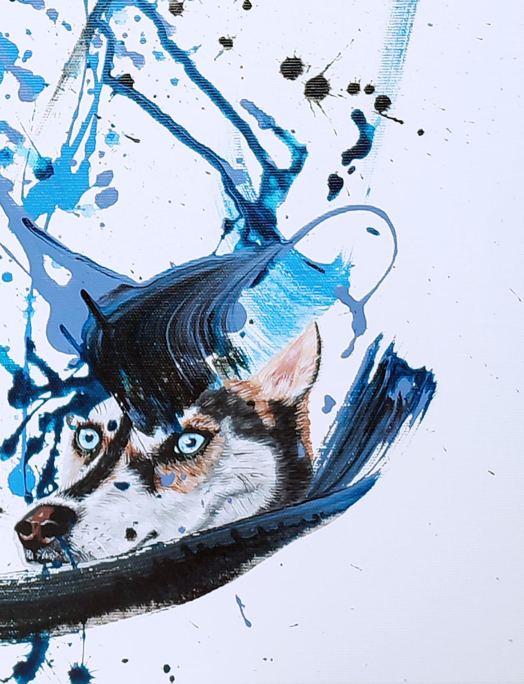 Husky im Schneetreiben - Original auf Leinwand