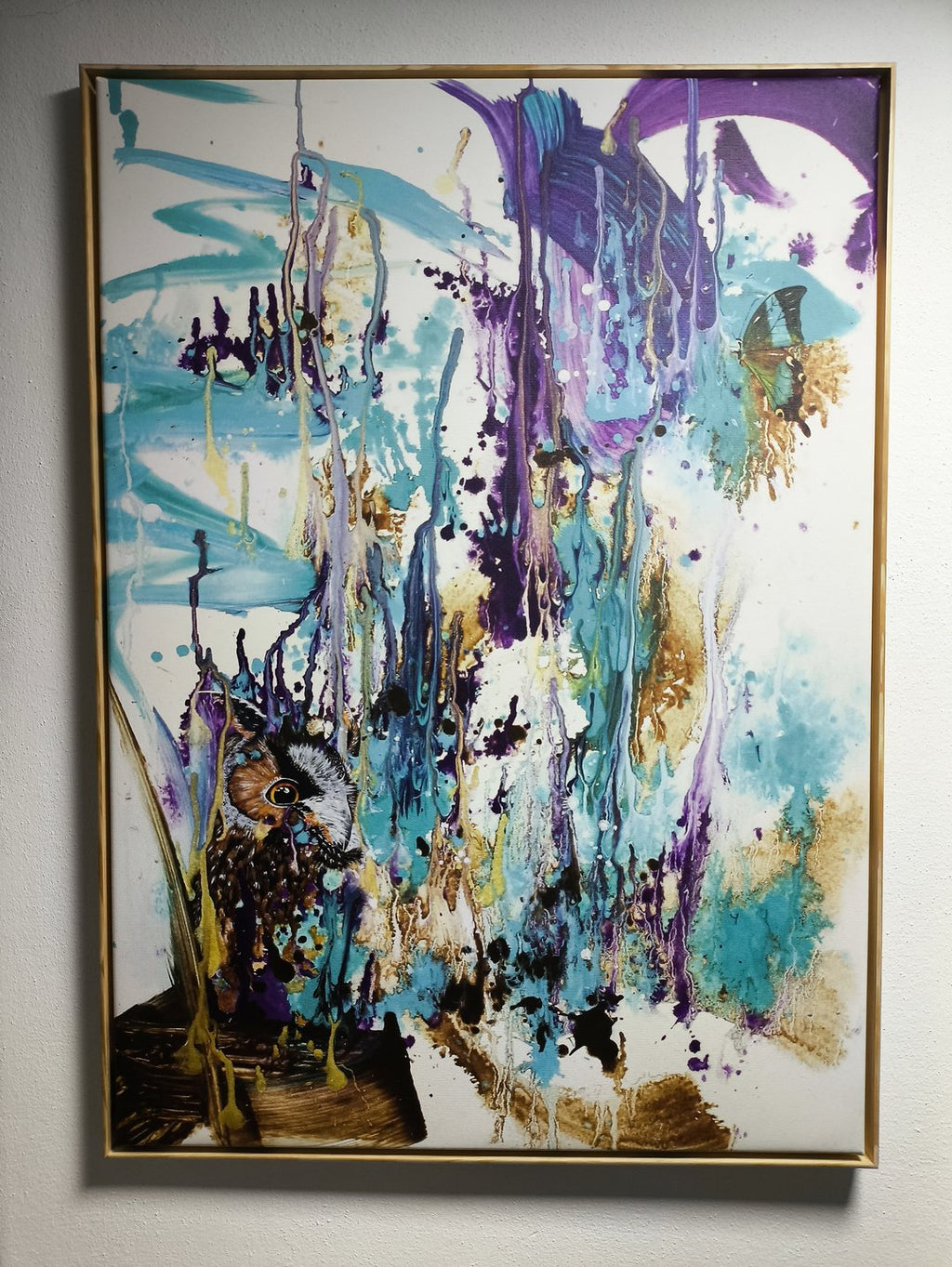 Eule trifft Schmetterling - Druck auf Leinwand (Limitiert)