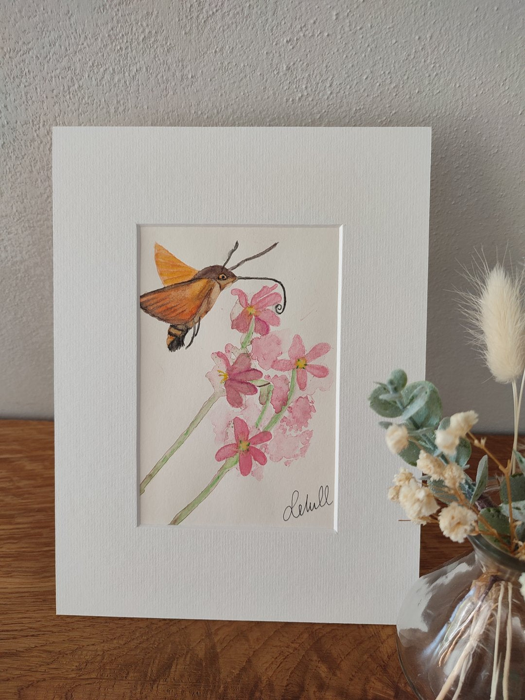 Taubenschwänzchen am Seifenkraut 2 - Original auf Papier