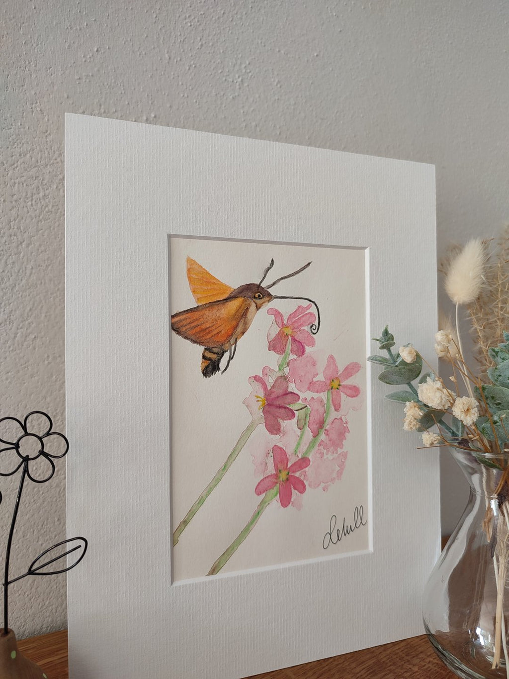 Taubenschwänzchen am Seifenkraut 2 - Original auf Papier