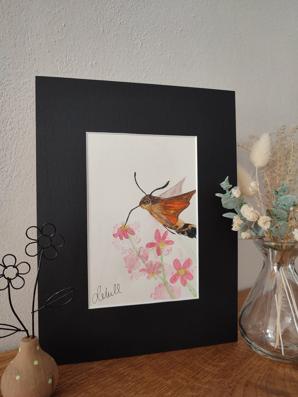Taubenschwänzchen am Seifenkraut 3 - Original auf Papier