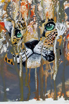 Leopard träumend - Original auf Papier