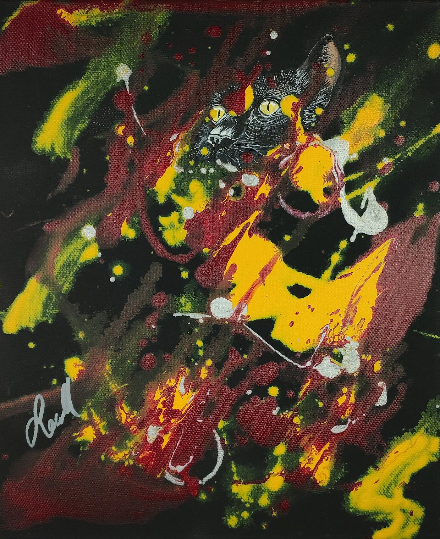 The black cat - Original auf Leinwand