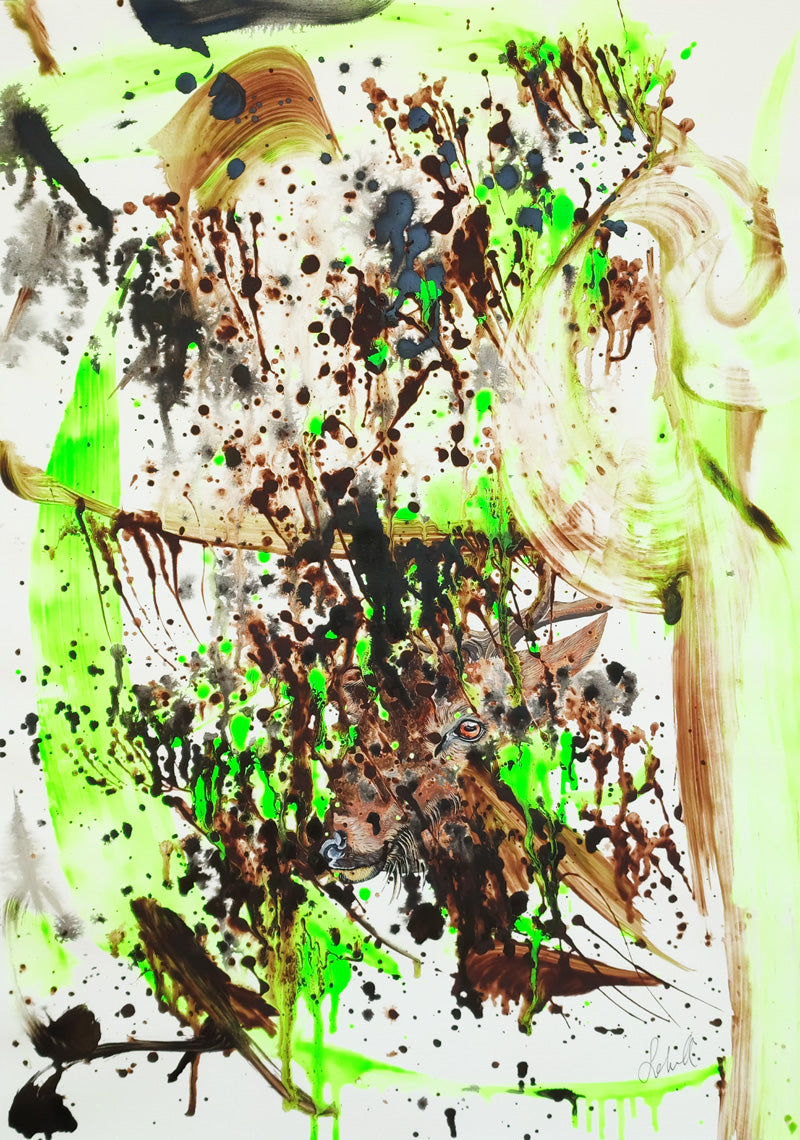 Versteckt im Frühlingsgrün - Original auf Papier