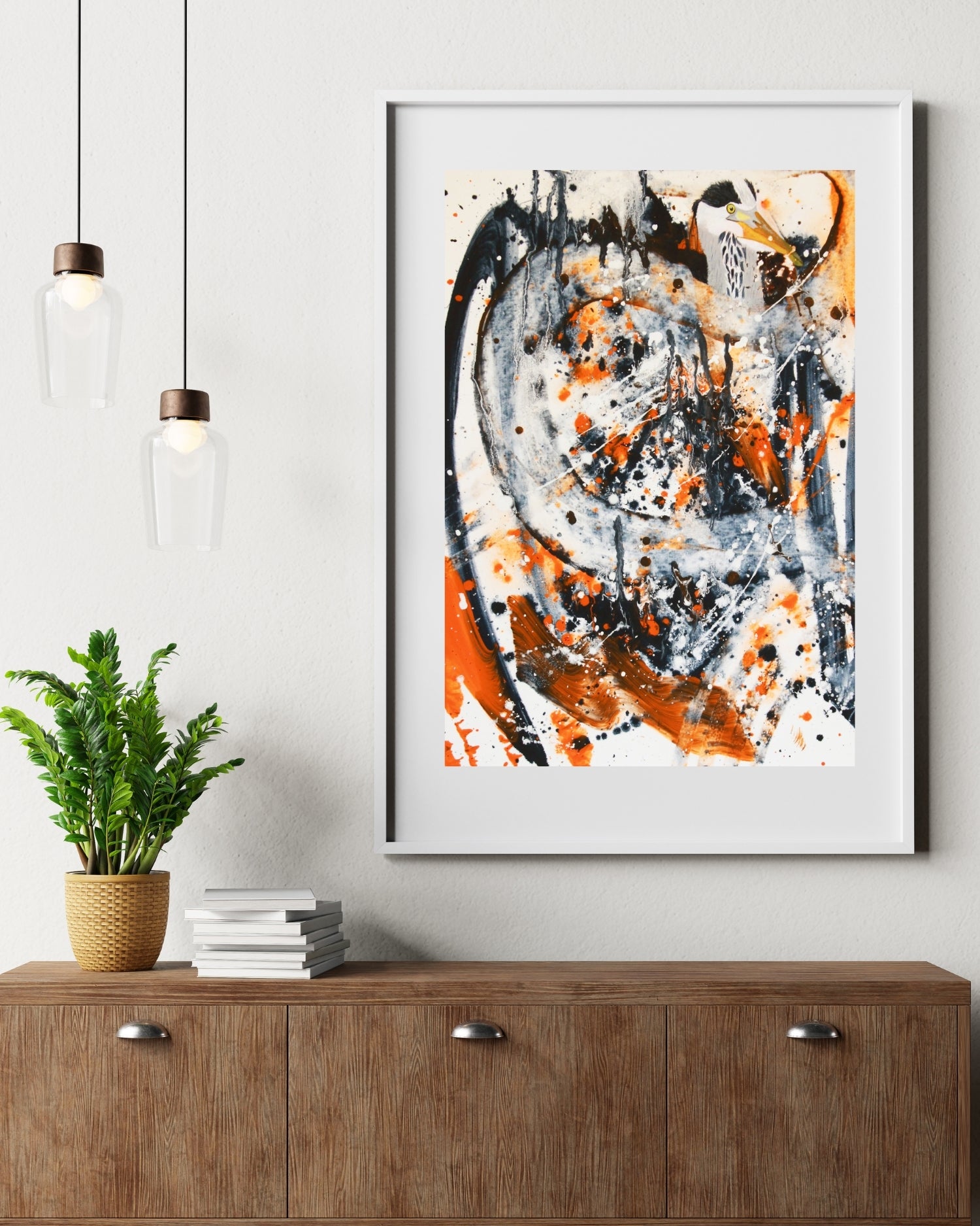 Graureiher im Nebel - Original auf Papier