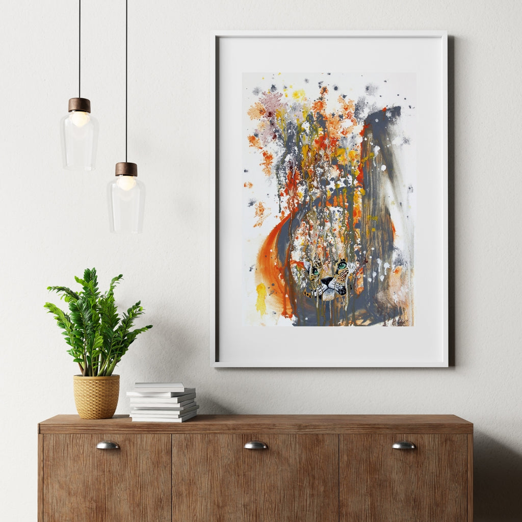 Leopard träumend - Original auf Papier