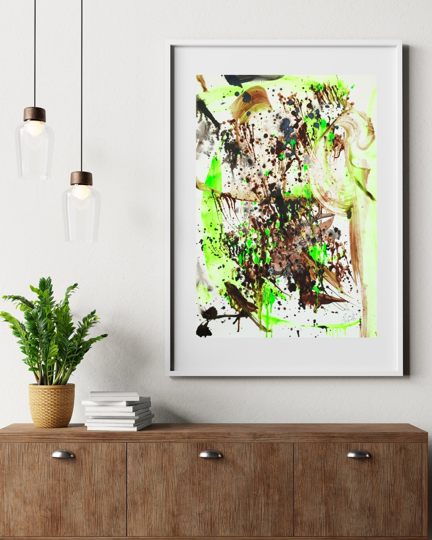 Versteckt im Frühlingsgrün - Original auf Papier
