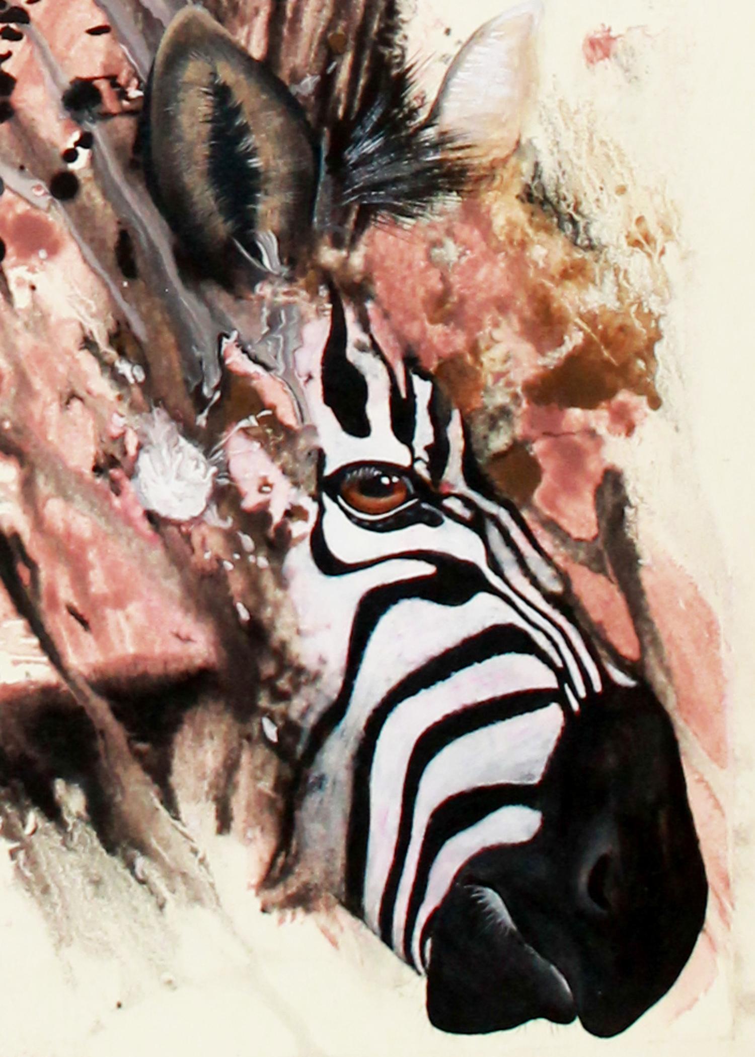 Zebra im Sandsturm - Original auf Papier