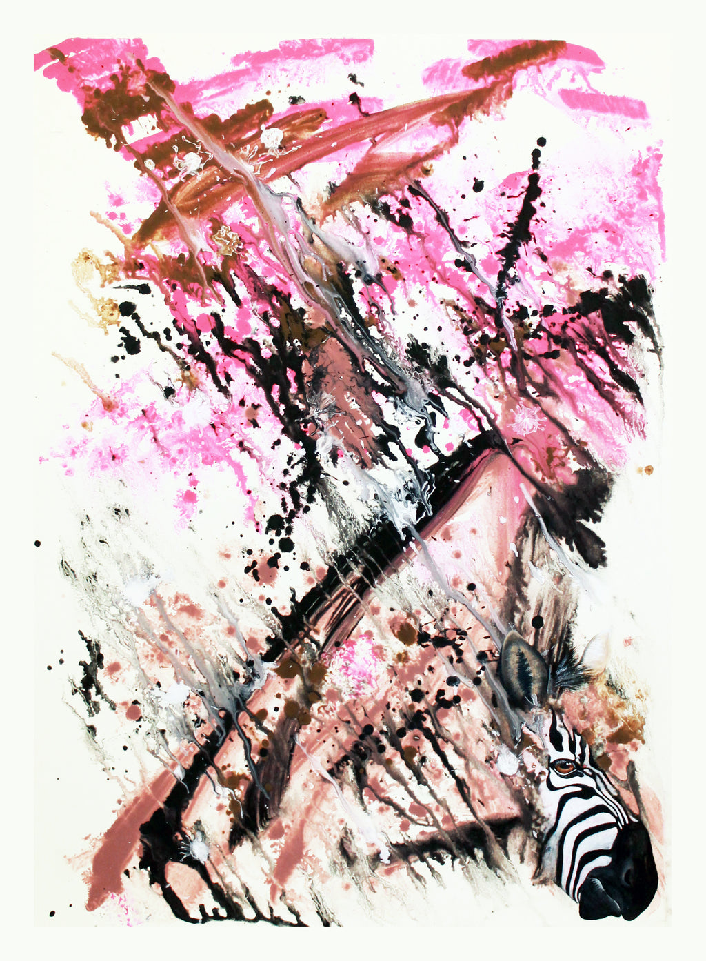 Zebra im Sandsturm - Original auf Papier