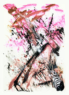 Zebra im Sandsturm - Original auf Papier
