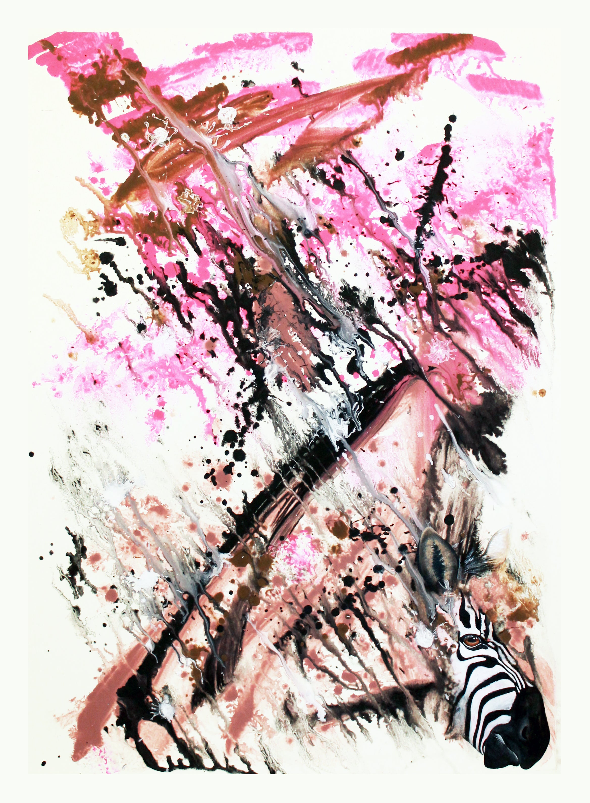 Zebra im Sandsturm - Original auf Papier