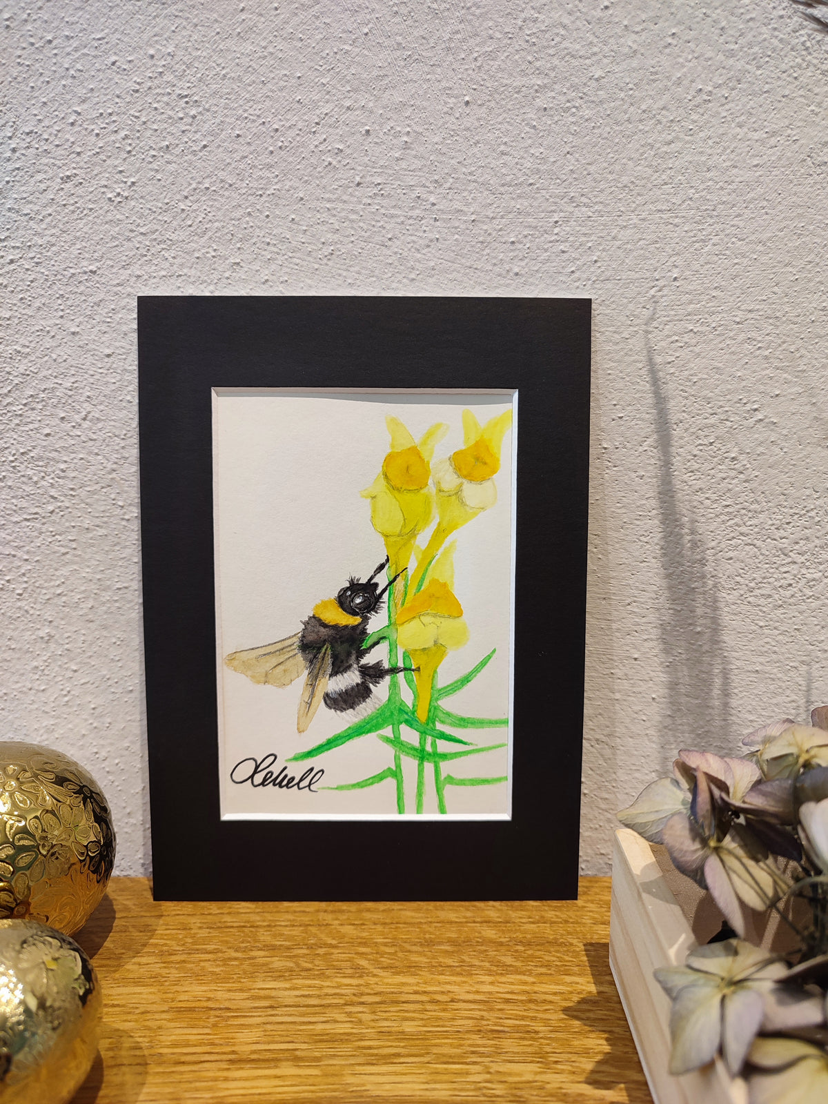 Hummel am Leinkraut - Original auf Papier