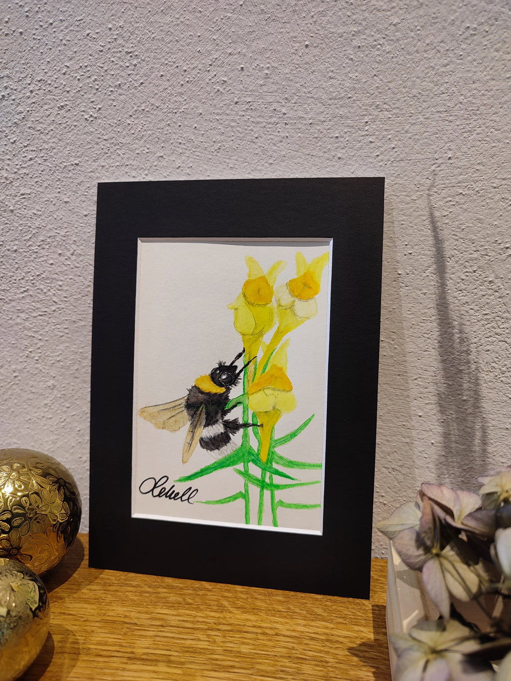 Hummel am Leinkraut - Original auf Papier